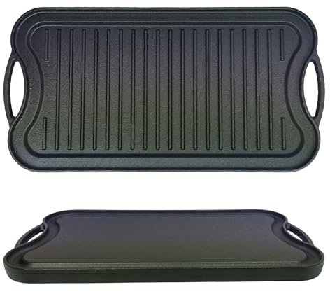 Gardenko Piastra in ghisa per barbecue a gas, Plancha, in ghisa, grande Cast Iron Plancha, 50 x 27 cm, 5,5 kg