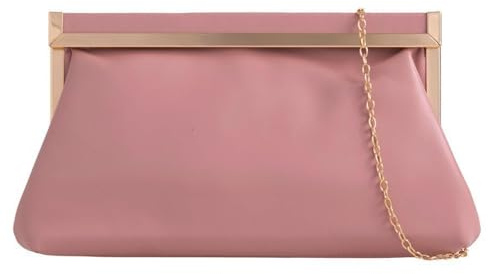 Stylish Faux Leather Bridal Prom Wedding Evening Clutch Party Purse Shoulder Hand Bag (Dusky Pink)