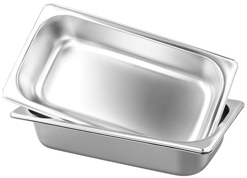 HEIYUET Juego de 3 cuencos para empanar, de acero inoxidable, 1/3 recipientes para empanar, 6,5 cm de altura de metal, recipiente gastronorm de acero inoxidable para la cocina