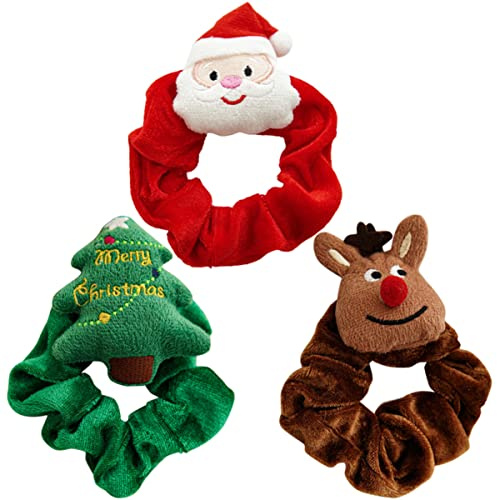 Gogogmee 3stücke Weihnachts-haargummis Für Frauen Festliche Haaraccessoires Mit Niedlichen Motiven Für Weihnachten Elastische Scrunchies Für Jeden Anlass Für Frisuren Und Haarschmuck