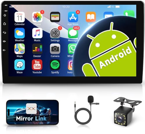 Hodozzy Android Autoradio 2 Din avec GPS Navigation 9 Pouces Écran Tactile FM RDS Radio Stéréo Voiture avec Lien Miroir pour Android/iOS, Bluetooth WiFi Camera de Recul Poste Radio Voiture Double Din