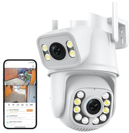 Caméra de sécurité cellulaire Caméra IP PTZ à double objectif 8MP 4K, avec double écran, détection humaine Ai, suivi automatique, caméra de Surveillance extérieure sans fil Résolution HD(4MP NO SD Car