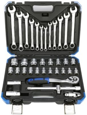 Cassetta Attrezzi Valigetta Attrezzi Set Di Chiavi A Bussola Da 37 Pezzi, Kit Di Utensili Manuali Con Scatola Portautensili Per La Riparazione Automatica Cassetta Attrezzi Completa