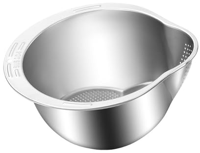 Passoire à riz en acier inoxydable - bol de lavage multifonction, bol à rinçage pour riz perforé | nettoyage facile des céréales, bol de cuisine avec trous, pratique et durable