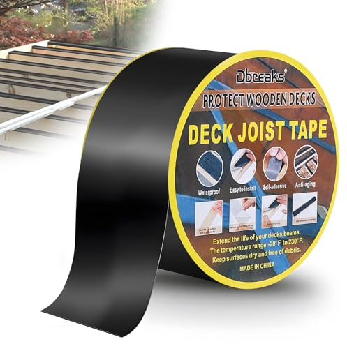 DBREAKS Butylband Dichtungsband 50mm x 15m Balkenband Wasserdicht | Dichtungsbänder, Selbstklebendes Bitumenband, Wetterbeständig, für Deck Reparaturband, Balken, Holzdecks, Dachabdichtung