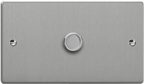 Varilight 1-Gang Matrix Kit for Rotary Dimmers (Twin Plate) Brushed Steel - Plate and Knob(s) only