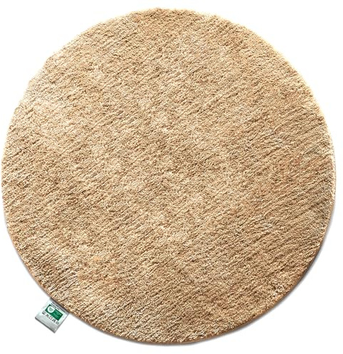 Floordirekt Badematte Sky, Badteppich in Rund, Dichtes, Flauschiges Wohlgefühl für Ihr Zuhause, Badvorleger rutschfest waschbar, schadstoffgeprüft (Beige, 120 cm (Rund))