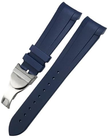 PURYN Gummi-Uhrenarmband, 22 mm, 20 mm, Silikon-Uhrenarmband für Tudor Heritage Black Bay 1958 Pelagos, schwarze wasserdichte Sportarmbänder(Blue Folding,20mm)
