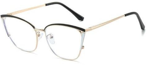 ETETGVG Vintage Cat Eye Brillengestell für Damen aus Metall (Schwarz-Weiß)
