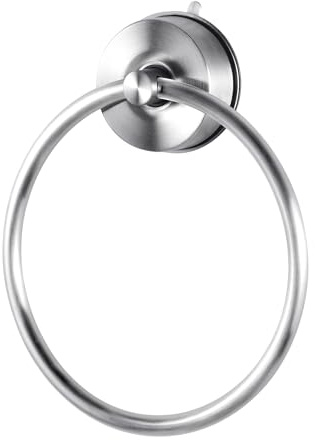 YOHOM Porta asciugamani ad anello per bagno a parete con ventosa portasciugamani a ventosa (argento, 1 pz)