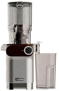 Anybear Cold Press Juicer, 200W Masticating Slow Juicer 4.3 Large Feed Chute Fit Whole Fruits Vegetables | Upgraded Auger | Tritan Materials | BPA Free | Juice Recipes (Silver Gray)