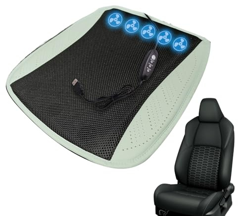 Generico Cuscino Auto,Cuscino Rinfrescante con Ventilazione Integrata | Rivestimento Sedile Traspirante e Impermeabile con Ventilatore a 3 Velocità Regolabile per Auto, Ufficio e Casa
