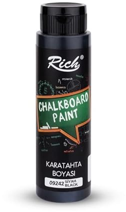 Rich Tafelfarbe – 500 ml Schwarz, Wasserbasierte Kreidefarbe für Möbel und Wände, Mit Kreide beschreibbar, Abwischbar, Ideal für Deko, Küche, Büro und kreative Anwendungen
