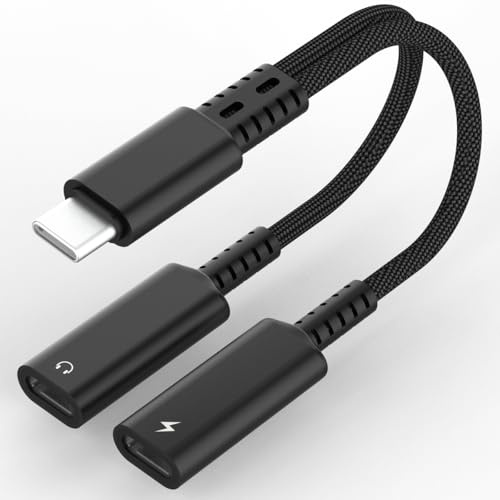 USB C Splitter, Dual USB C Headphone Jack Adapter and Charger, 2in1 Type C Audio Adapter with PD 60W Fast Charging Dongle Cable for iPhone 16 15 Pro Max Plus, Samsung Galaxy S25 S24 Ultra More USBC