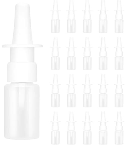ZcrPrn 20 Pcs Nasal Spray Bottle, 10ml Empty Refillable Spray Bottles for Rhinitis Care and Nasal Hygiene, Portable Fine Mist Sprayer for Adults and Travel Use, Transparent Small Spray Bottles