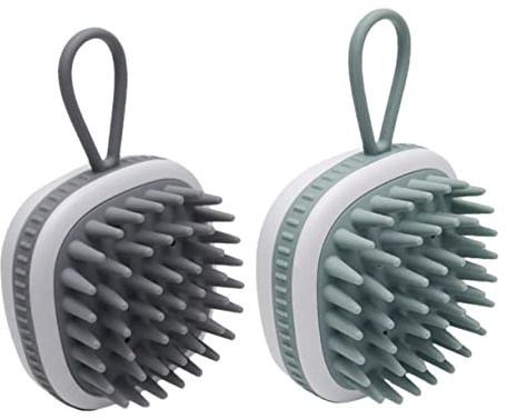 PACKOVE 1 Brosse De Massage Du Silicone Souple Set De Vert Foncé Gris Pour Shampooing Détanglage À 2 Pièces