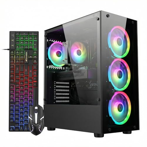 STGAubron Gaming PC Desktop Computer, Intel Core i7-6700 up to 4.0G, GeForce RTX 2060S 8G, 32GB DDR4, 1TB SSD, WiFi 6, BT 5.0, RGB Fan x4, Windows 11 Home