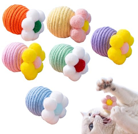 YRTUOP Balle pour chat – Balle en corde à gratter – avec grelot à l'intérieur et à l'intérieur pour enrichir les chatons, pour l'intérieur et l'extérieur, la chasse, le jeu de Noël
