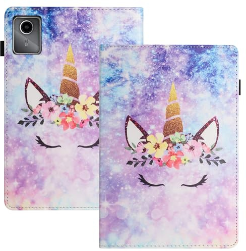 LSPCASA Hülle für Lenovo Idea Tab 11 Zoll 2025 PU Leder mit Stifthalter Compatible für Lenovo Idea Tab 11(TB-336ZU TB-336FU) Tablette Case Flip mit Kartenfächern und Standfunktion -Einhörner