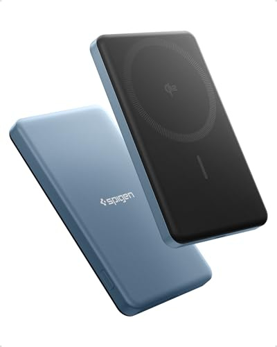 Spigen Essential Qi2 Power Bank Wireless 5.000mAh 22,5W Caricabatterie Portatile Batteria Esterna Compatibile con iPhone 17/16/15/14/13/12 Pro Max Air Plus - Blu