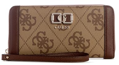GUESS Geldbörse Karnilla Logo Large Zip Around Wallet Latte Logo/Brown Hellbraun
