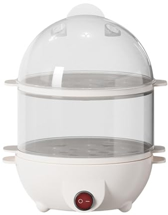 Vaporiera elettrica multifunzionale, vaporiera uova doppio strato, macchina colazione domestica,avvio con un solo pulsante,maniglia resistente calore,può contenere 14 uova alla volta