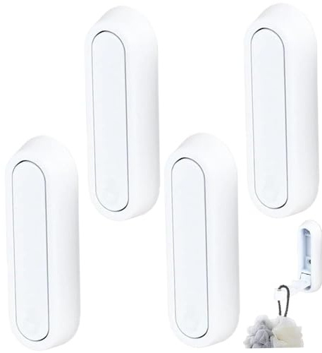 Ganchos para abrigos Montaje en pared, ganchos plegables, 4 piezas, resistente, autoadhesivo, para pared, capa de aleación de zinc, resistente a la oxidación, color blanco, para colgar bolso, llave