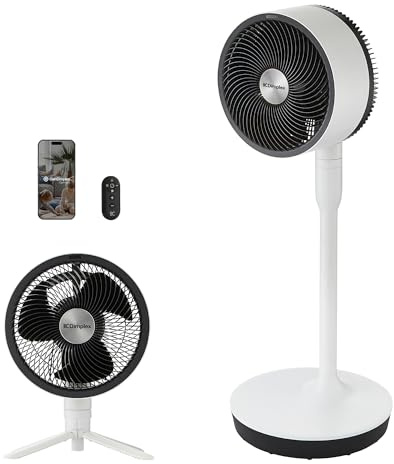 Dimplex DUOCOOL 2 en 1 Ventilador de Pie y de Mesa, Ventilador Inteligente con 5 Velocidades, Modo Turbo, Temporizador y Alcance 20 m, Muy Silencioso (36 dB), Control por App y Mando, Blanco