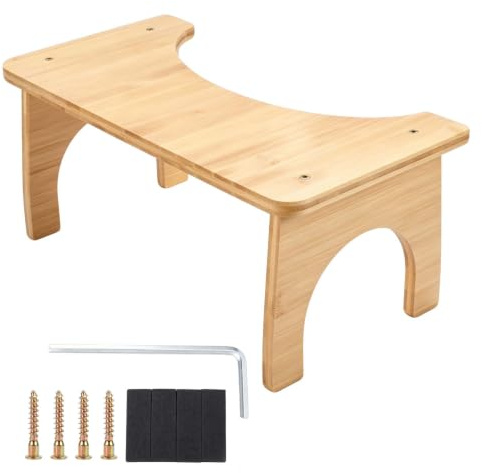 Vexaflow Tabouret de Toilette en Bambou, Tabouret Toilette, Ergonomique Repose Pied Stable Antidérapant et Portable, pour Adultes et Enfants, pour Une Meilleure Assise dans la Salle de Bain