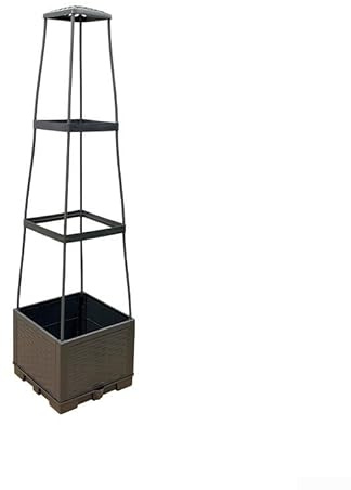 HomeVortex Letto da giardino rialzato autoirrigante con traliccio regolabile, scatola impilabile a 3 strati con telaio rampicante per ortaggi e fiori, per esterni ed interni verticali (3 livelli 28 x