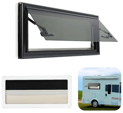 HUOMMGS À Pousser Fenetre Camping Car avec Moustiquaire & 18% Transmission Lumineuse 85° Vitrage Trempé Fenêtre Camping Car Mise à Jour Fenetre van Aménagé Fenêtres pour Camping-Cars (700 x 300mm)