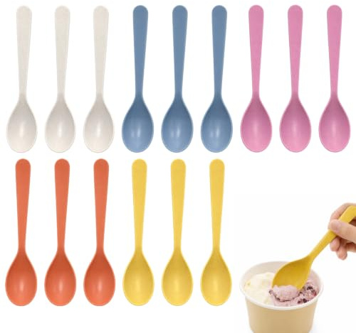 15 PCS Multicoloured Short Handled Tea Spoons, Ice Cream Spoons, Reusable Teaspoons, Small Short Handled Spoon for Dessert Ice Cream Espresso Soup Yogurt Egg Daily Use