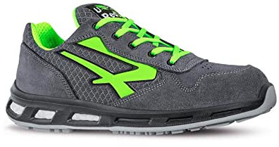 U-Power Red Lion Point, zapatos de seguridad unisex, ligeros, flexibles, de cuero antipinchazos, con inserto Infinergy, con puntera de aluminio - Grey & Green 39