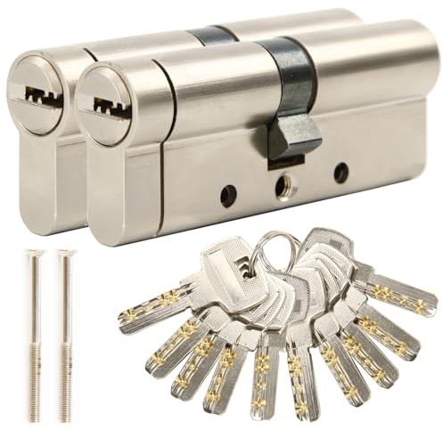 SEPOX® Brass Anti-Snap Euro Lock Cylinder 2PK Key-Different 90mm(45/45) | For UPVC Composite Front Door Patio. 2PK Tamper Proof Euro Lock. Drill Pick Bump Resistant Barrel. Solid Brass. 10 Keys