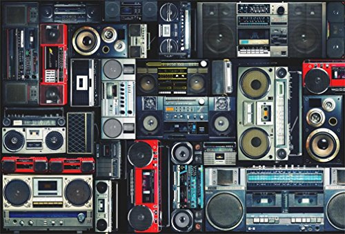 AOFOTO 10x7ft Vintage Wall of Radio Boombox Backdrop Retro 80s Style Photography Background Nostalgic Old-Fashioned Amplifier Music Antique Audio Bass Loudspeaker Photo Studio Props Vinyl Wallpaper