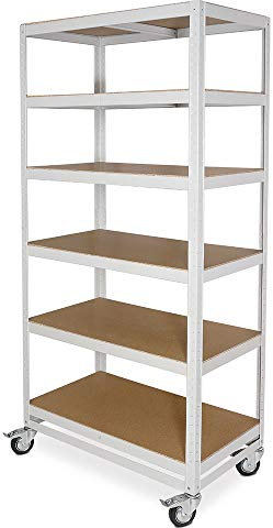 BRB Regalwagen/Kommissionierregal mit 6 Ebenen, Tragkraft 200 kg, BxTxH 900x500x1920 mm, lichtgrau