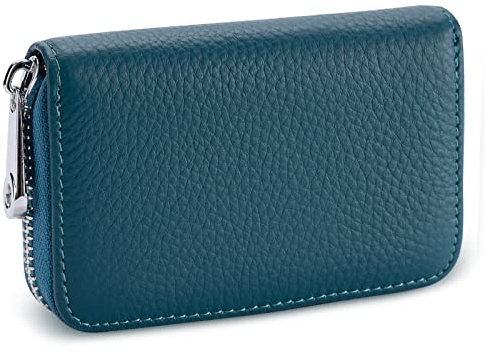 Meowoo Kreditkartenetui für Damen und Herren RFID Wallets Schutzhülle Karte RFID Schutz,Reißverschlussetui 14 Fächer Kartenetui(Türkis)
