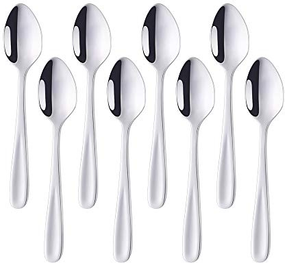 SBOMHS Espressolöffel Kleine 14CM Kaffeelöffel set Silber Teelöffel, 18/10 Edelstahl Spülmaschinenfest 8 stück Teaspoons Mini Kinder Löffel für Dessert Café Mokkalöffel