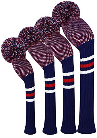 Scott Edward Personalisierte Strick-Golfschläger-Abdeckungen für Hölzer und Fahrer, passend für Max Driver, Fairways, Hybrid/Utility Big Pom Pom Pom Customized Muster Dekorieren Golf Taschen (Punkte)