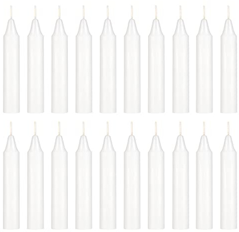 Mega Candles 20 pcs Unscented White Exquisite Mini Taper Spell Candles, 4 Inch Tall x 3/4 Inch Diameter, Supreme Chimes, Enchantment, Casting Rituals, Witchcraft, Wiccan, Altar, Magic, Metaphysical