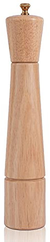 DeroTeno Molinillo de pimienta, molinillo pimienta ajustable de acero inoxidable, madera de caucho, 32 cm de altura, DIÁMETRO inferior: 6 cm (la bandeja NO está incluida)
