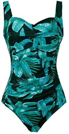 Aidotop Womens One Piece Swimsuit Tummy Control with Ruched Monokinis Tribal Swimsuits (9Geen Leaf, XL)
