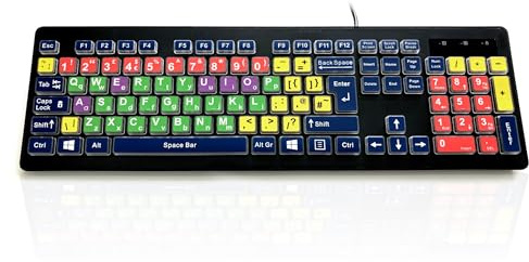 Accuratus Rainbow 2 Mix - USB Mixed Colour Childrens SEN Keyboard with Extra Large Font & Mixed Colour Keys (UK Layout)