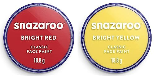 Snazaroo Gesichtschminke Set Spanien – 2 Farben a 18ml, Rot Gelb hautfreundliche Gesichtschminke auf Wasserbasis, wasservermalbar, parabenfrei - Länderflagge Fanartikel - Spanien