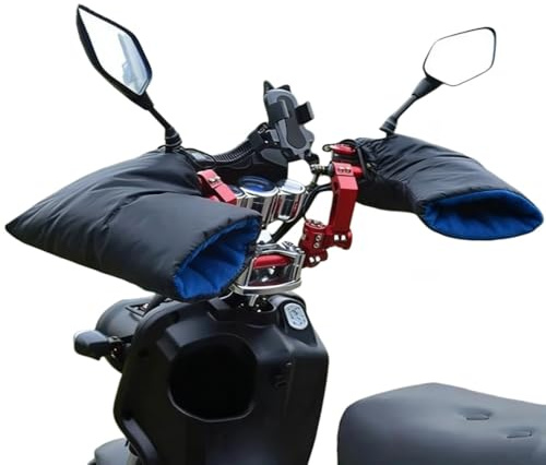 ITODA Gants de Moto Hiver Epais, Manchon de Guidon de Moto Gants Thermique imperméable Coupe-Vent Manchons Scooter de Protection de Mains Anti-froids Installé sur Poignée pour Scooter Vélo Cyclisme