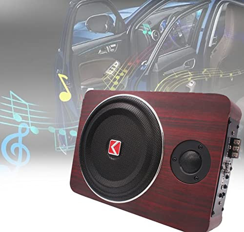 Compact Powered 8-Inch Subwoofer,Amplified Car Subwoofer,Car Subwoofer with Built in Amp,Truck Subwoofer 600W,Sit Down auto subwoofer,for Cars and Trucks,Black