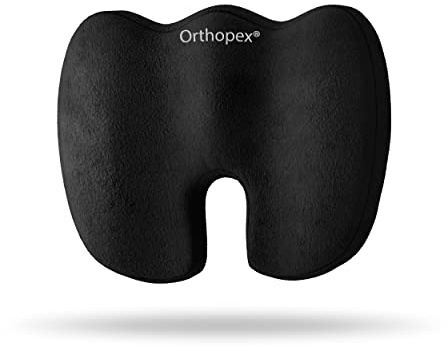 Orthopex® Sitzkissen Orthopädisch - Ergonomisches Sitzkissen für Home Office, Bürostuhl, Auto & Co - Entlastet Steißbein, Bandscheiben - Erhöht Sitzkomfort.
