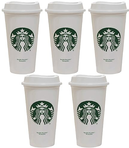 Starbucks Set of 5 16oz Reusable Hot Cups with Lid