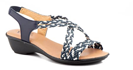 NOESLOMISMO BY DILEMA Sandales Femme en Cuir Made in Spain, Sandales Compensées Confort à Brides Tressées, Semelle Antidérapante, Nu-pieds Élégants et Légers pour Ville, Vacances et Été