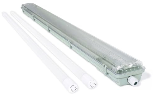KOLORENO Plafoniera Stagna LED 120 cm con Tubi 2x18W, Neon 6000K Luce Fredda, Lampada Garage da Soffitto per Officina, Magazzino, Cantina, Corridoio, Laboratorio e Locale Tecnico